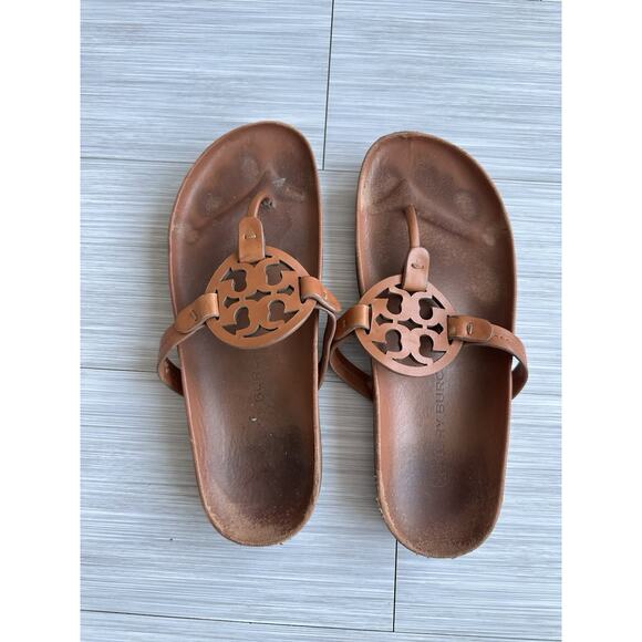 Tory Burch Shoes - Tory Burch Brown Leather Thong Sandals Slip On Women's 8.5